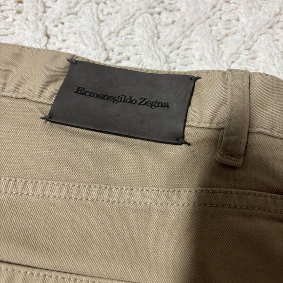 Ermenegildo Zegna Beige‎ Cotton Flat Front Casual Pants Jeans w38x28 - Picture 3 of 13